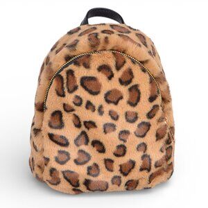 BNWT Leopard Print Faux Fur Iconic Backpack Animal Printed Fur Backpack